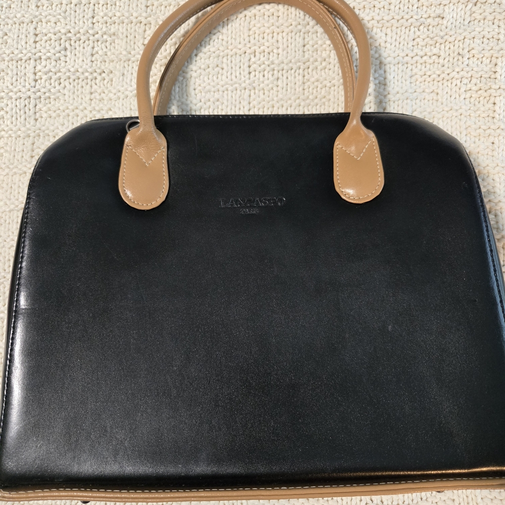 Lancaspo Paris Black and Tan Leather Women's Handbag